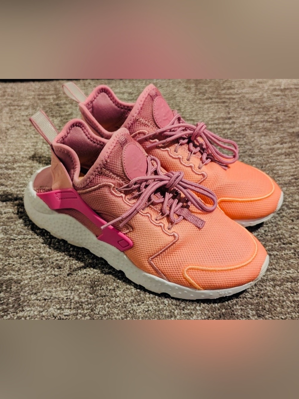 Nike Air Huarache Ultra Bright Orchid Sunset Glow Pink Orange Shoes-Womens 7.5